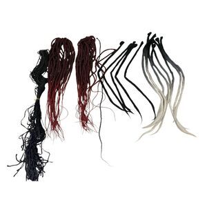 Mixed Synthetic Dreadlocks Micro Braids Hair Extensions Bundle Ombre Red Black